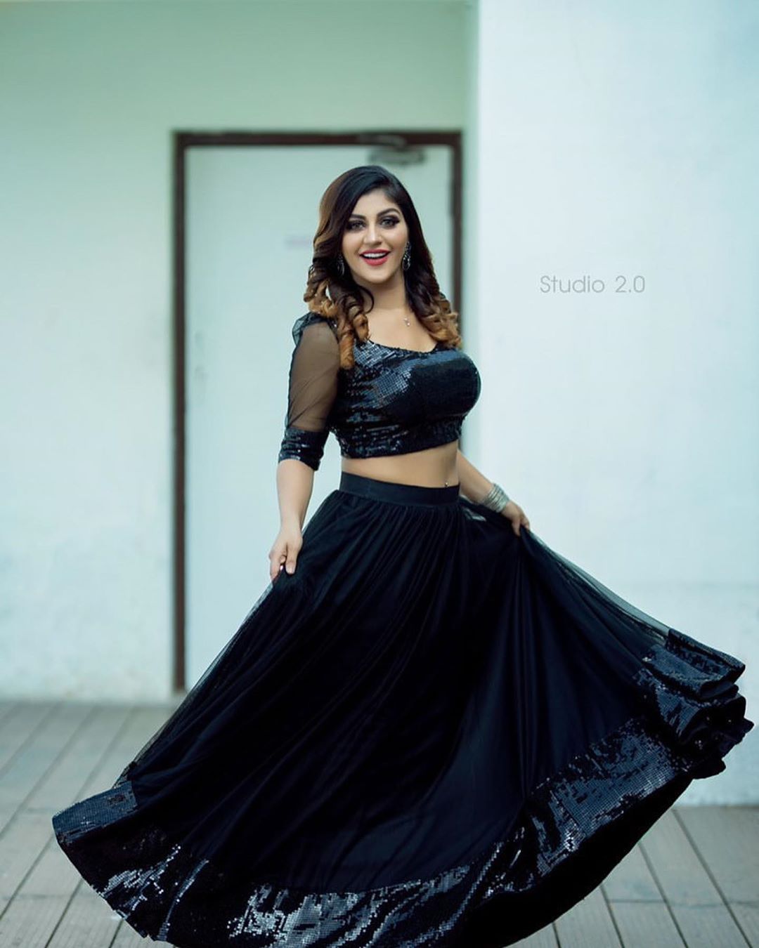 South indian actress Yashika Aannand in black dress