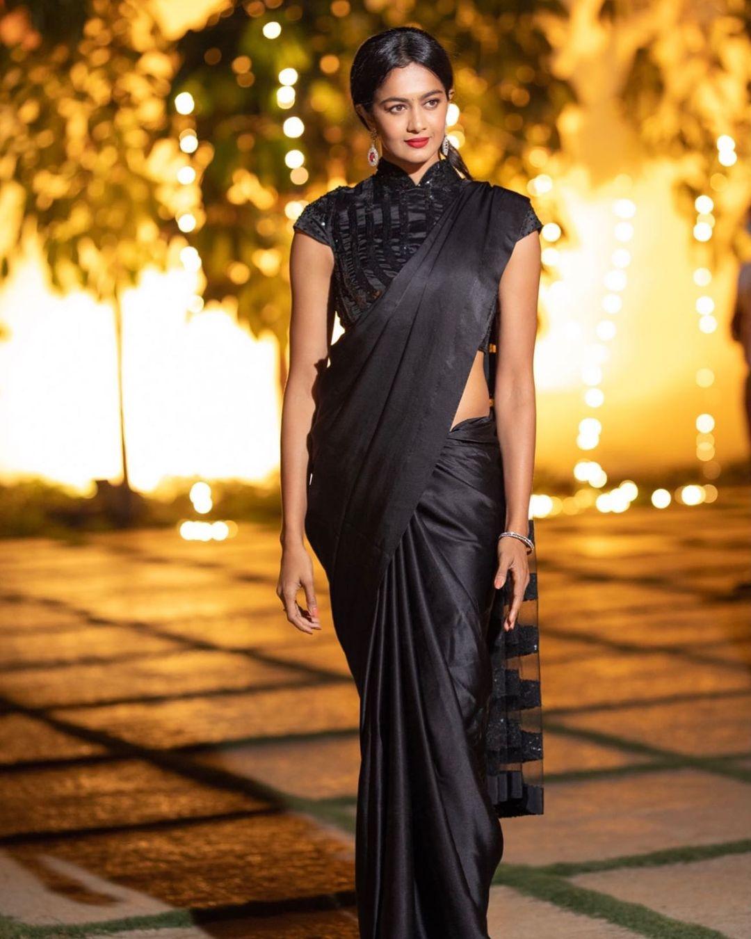 Telugu actress Shubra Aiyappa in black saree photos | Shubra Aiyappa very beautiful and hot stills