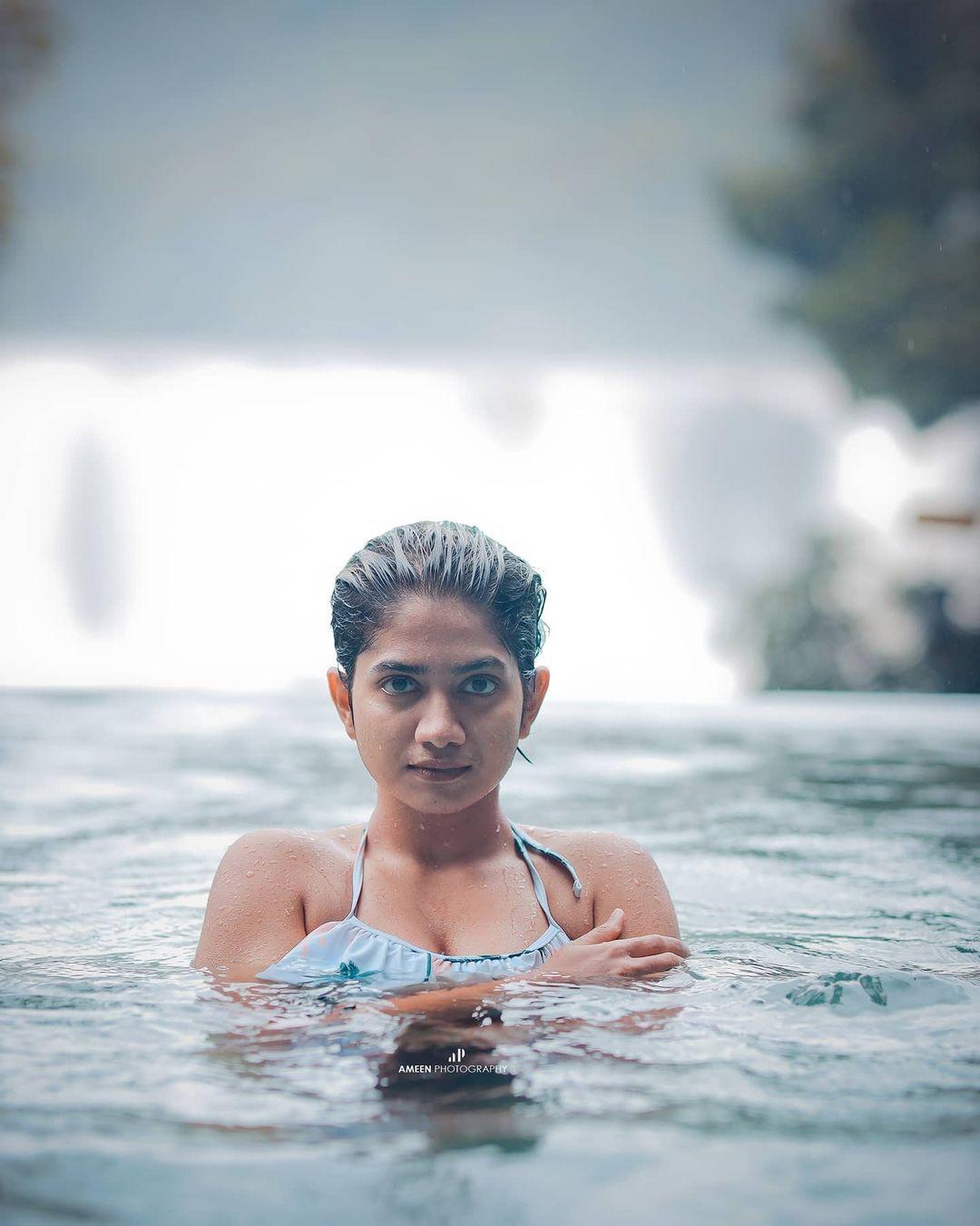 Athirappilly waterfall photos | Anarkali Marikar exposing latest hot photos in bikini