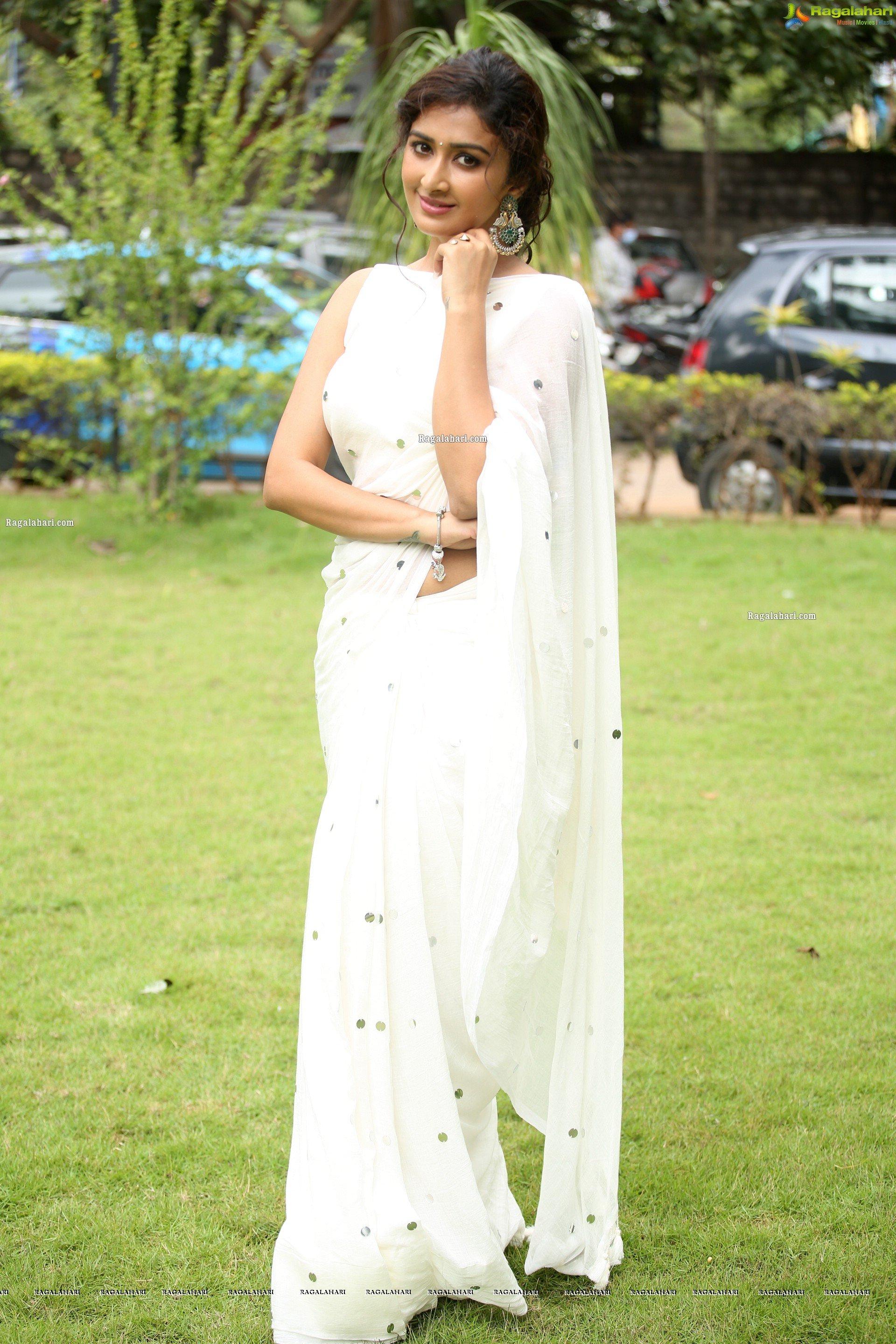 White Saree hot photos | farnaz shetty exposing hot and sexy photoshoot