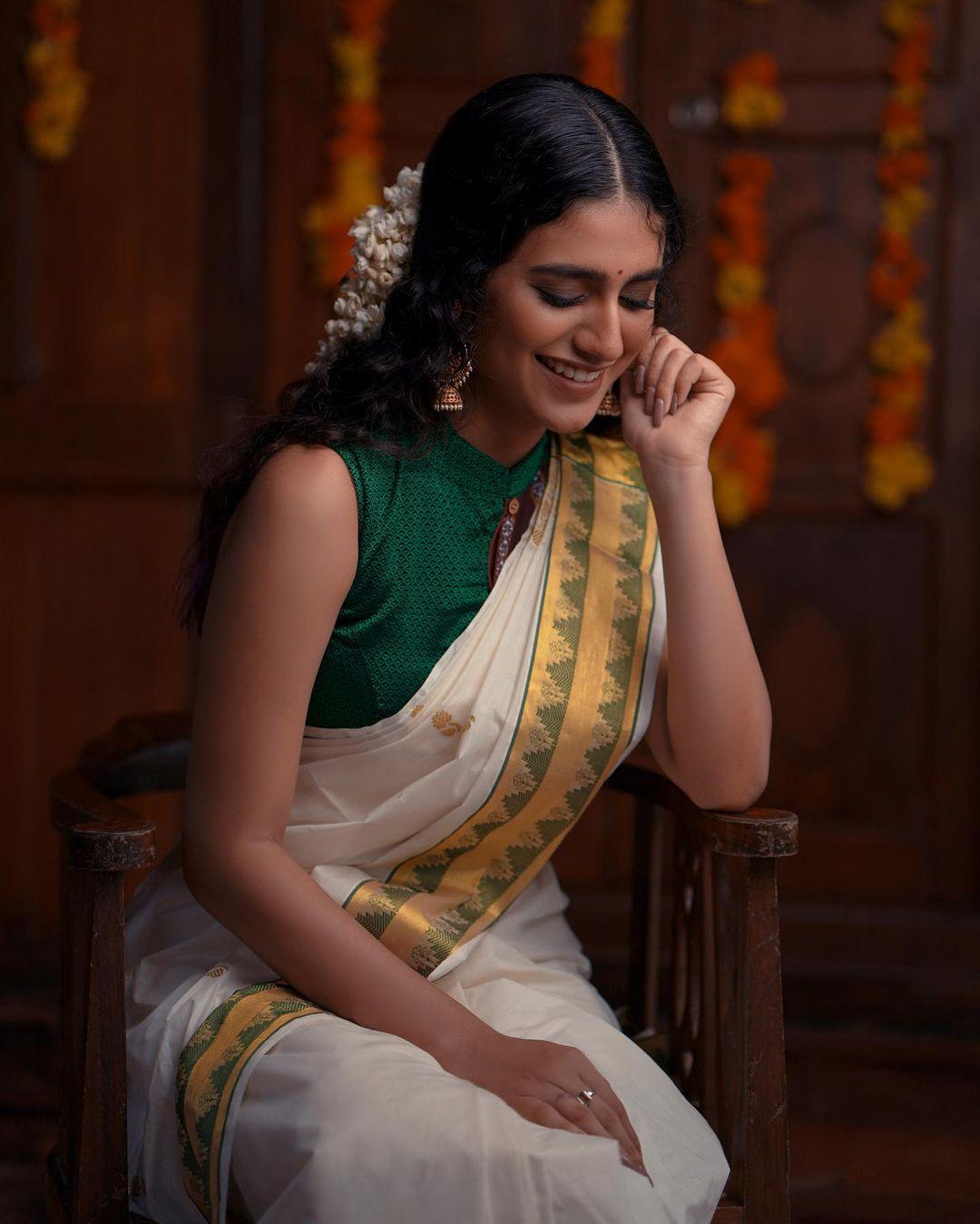 Onam special photos | Priya Prakash Varrier in saree hot photos | Priya Prakash Varrier looking very glamorous photos