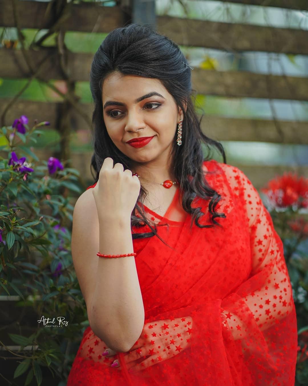 Red transparent hot photos gallery | Akshaya Premnath beautiful and sexy photoshoot