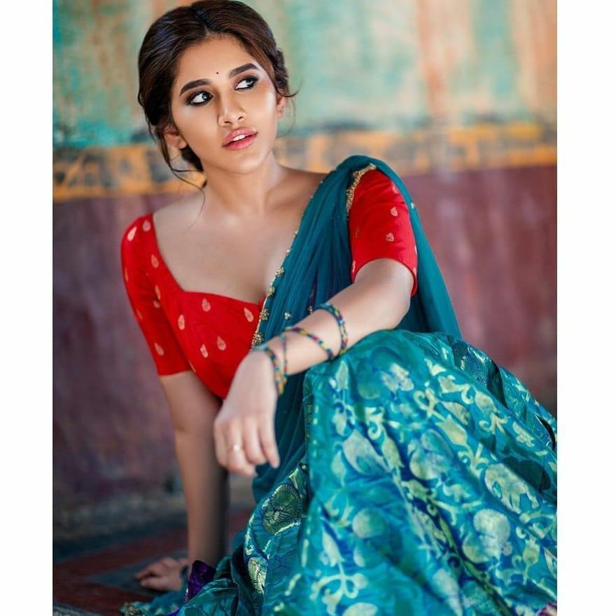 Beautiful and cute photos gallery | Nabha Natesh in transparent half saree hot photos