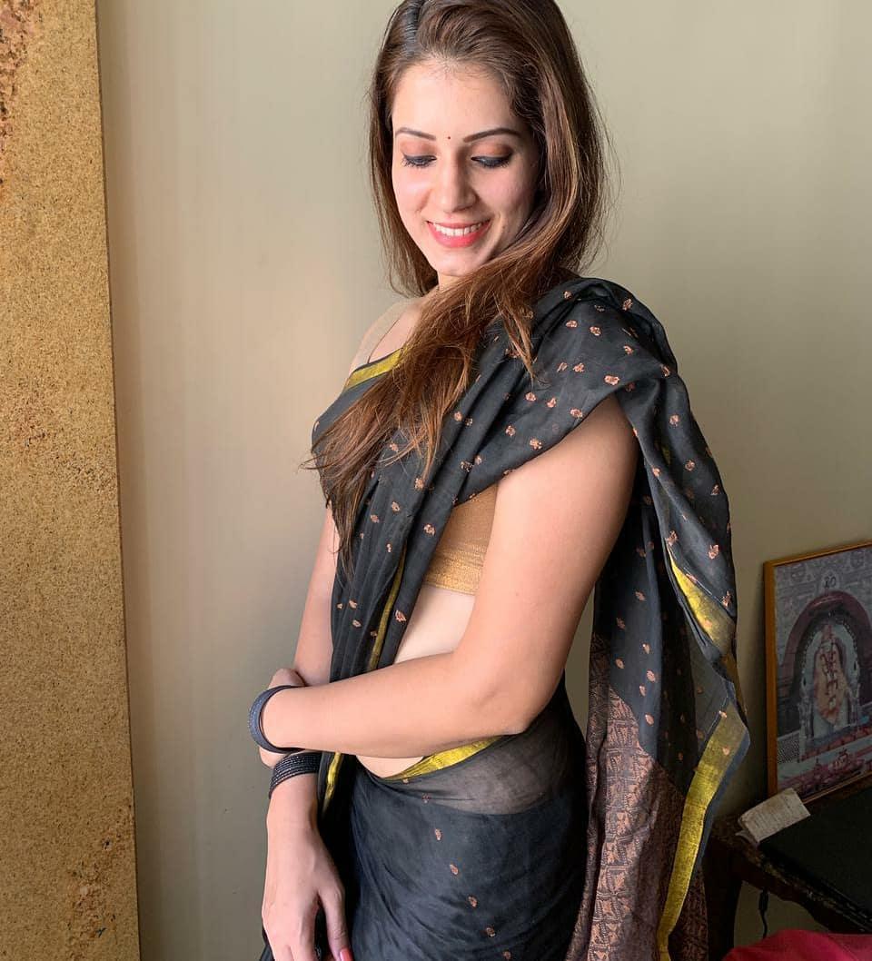 Black saree hot photos gallery | Sarita Mehendale beautiful and cute photos gallery