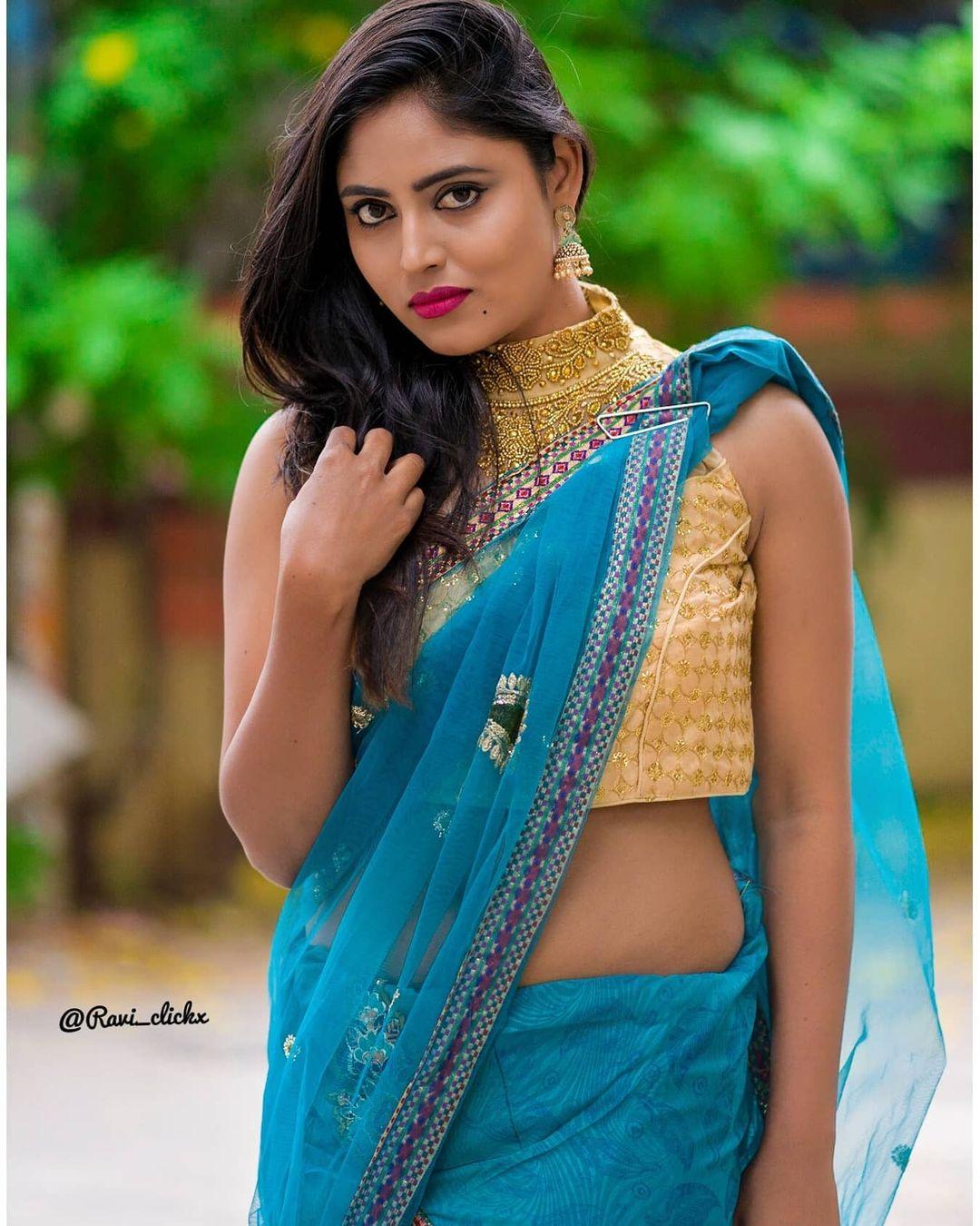 Telugu actress in saree hot photos | Mahi Maheshwari latest hot and sexy stills