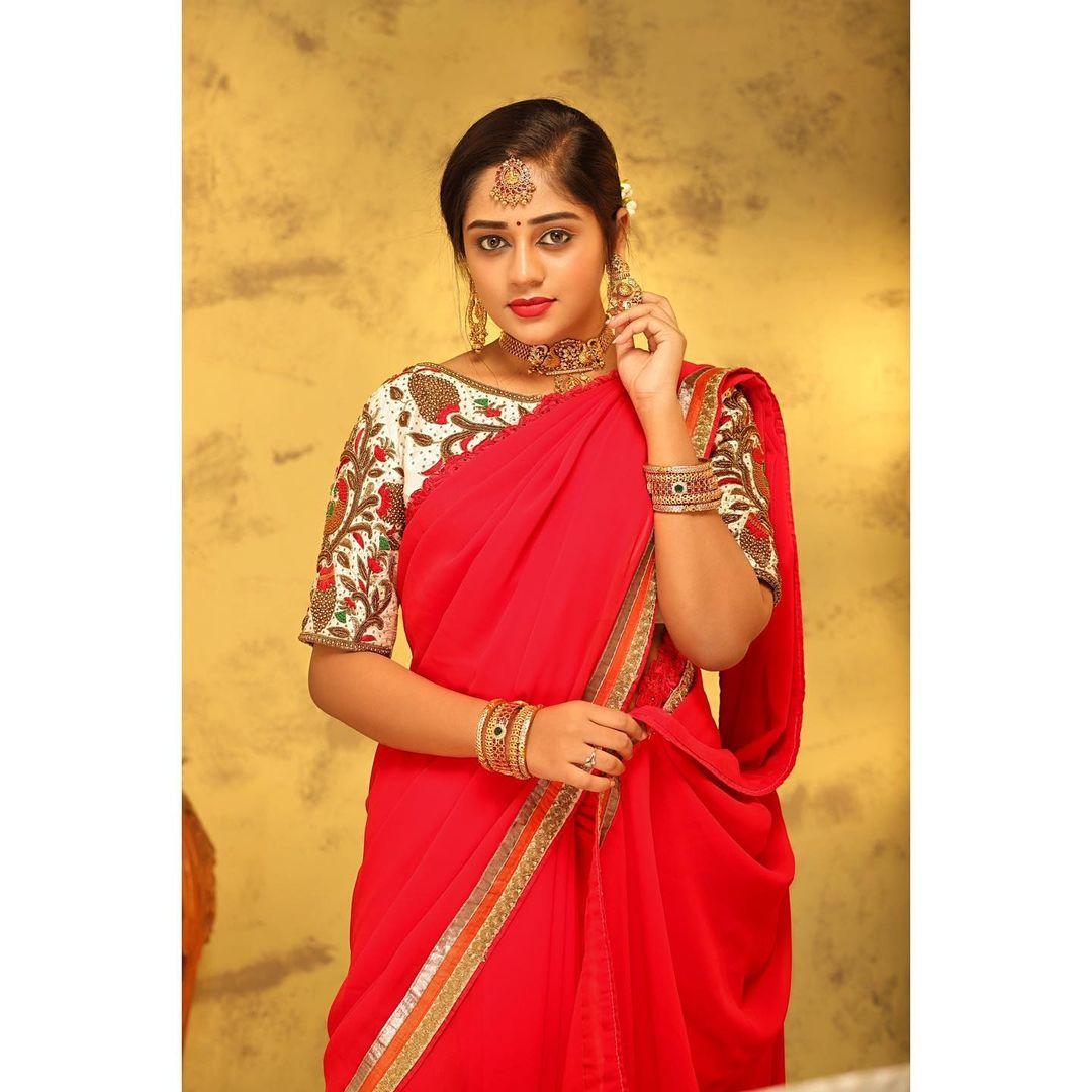 Red saree hot photos | South indian actress Deepshikha very beautiful and cute photos gallery