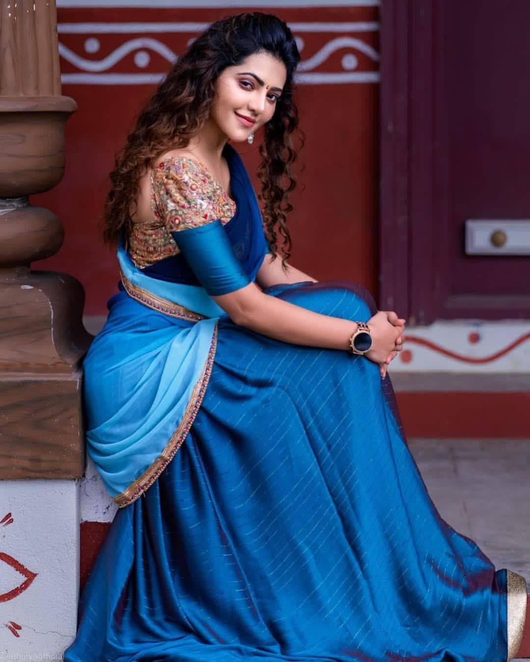 Athulya Ravi in blue saree hot and sexy photoshoot | Athulya Ravi exclusive hot and sexy saree photos