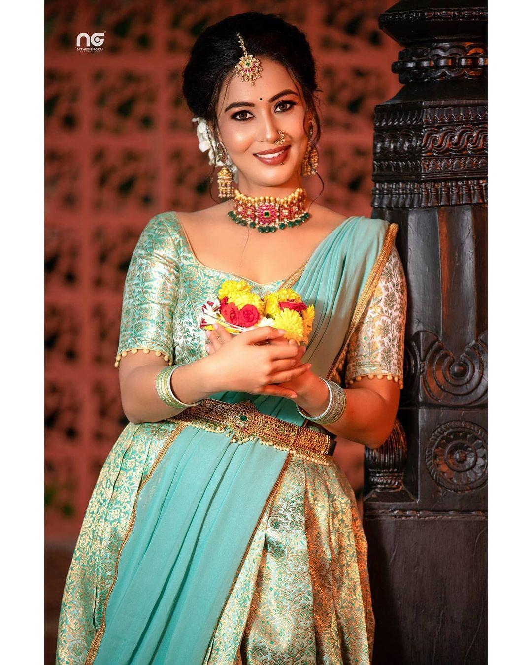 Sandalwood actress Neha Gowda looking very beautiful photo in bridal costume | latest hot and sexy photoshoot
