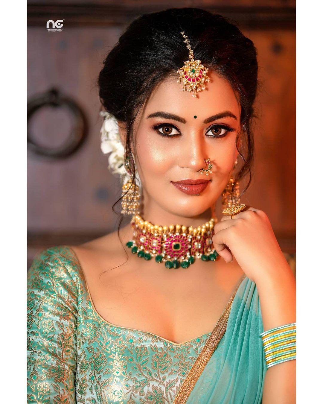 Sandalwood actress Neha Gowda looking very beautiful photo in bridal costume | very glamorous and cute stills