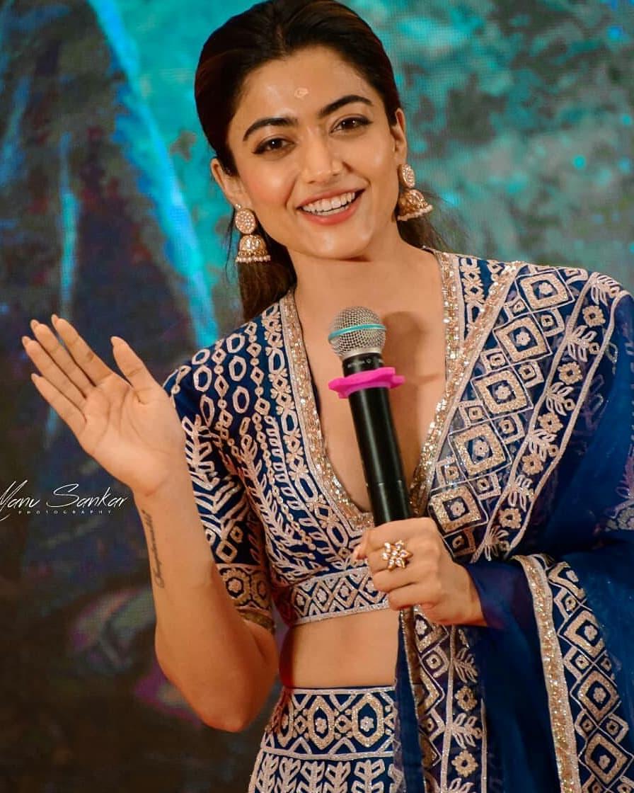 Rashmika exposing cleavage in party wear dress photos | Rashmika beautiful and glamorous pictures