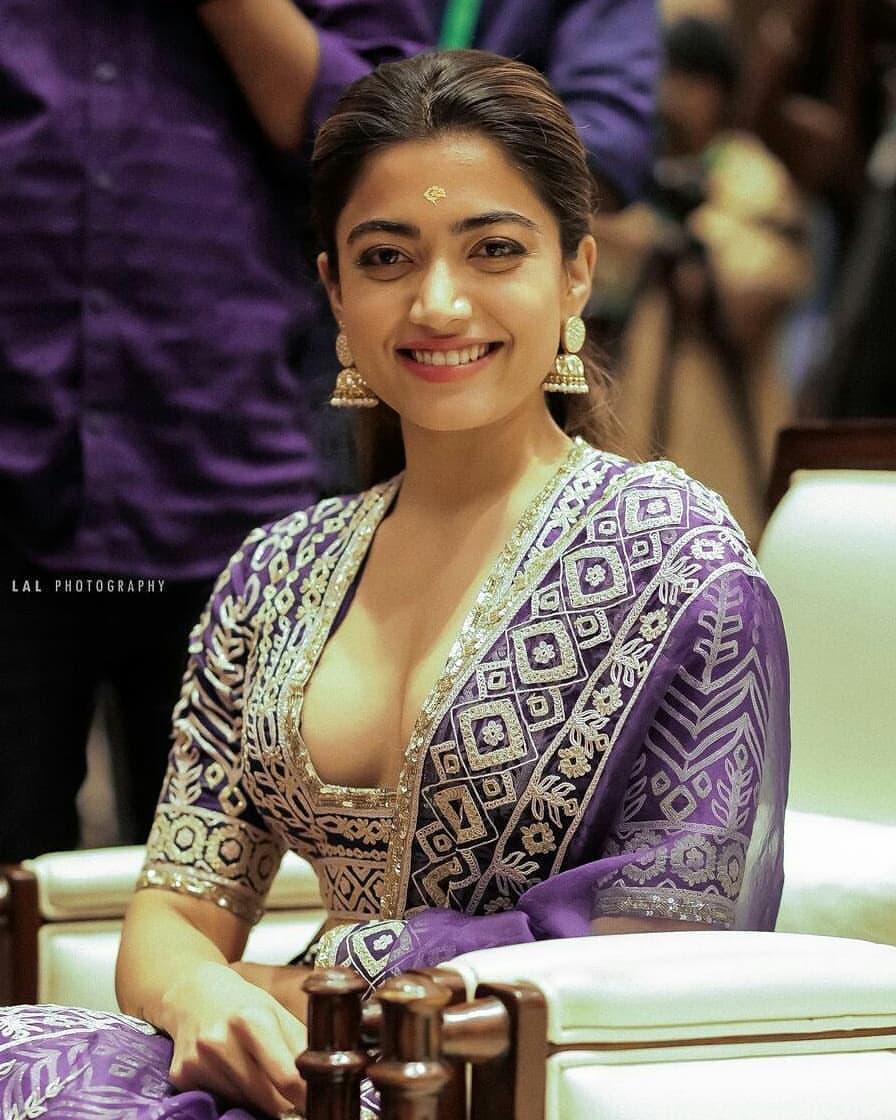 Rashmika exposing cleavage in party wear dress photos | Rashmika beautiful and glamorous pictures