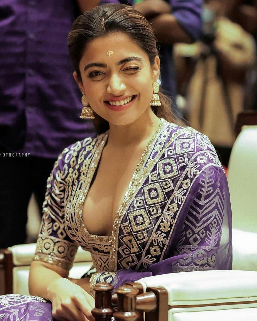 Rashmika exposing cleavage in party wear dress photos | Rashmika latest hot and spicy stills
