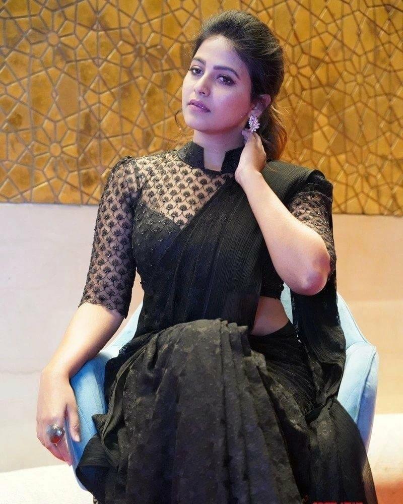 Anjali in black transparent saree hot and sexy photoshoot | Anjali exclusive hot and spicy photos