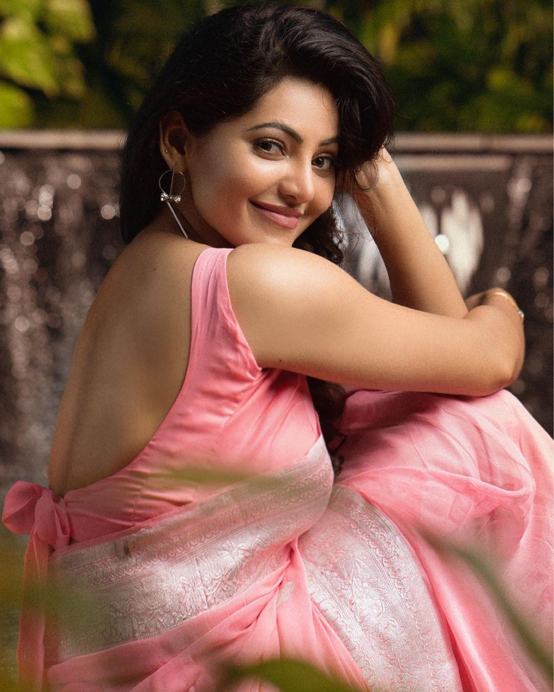 Athulya Ravi in pink transparent saree hot photos gallery | looking very attractive and hot stills