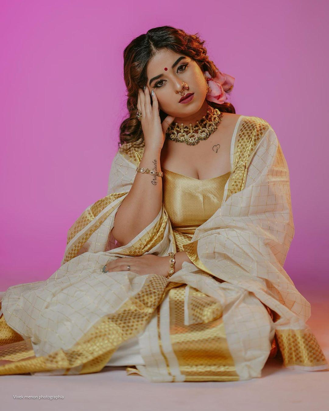 Aparna thomas in vishu special Kerala saree hot photos gallery | beautiful and glamours photos