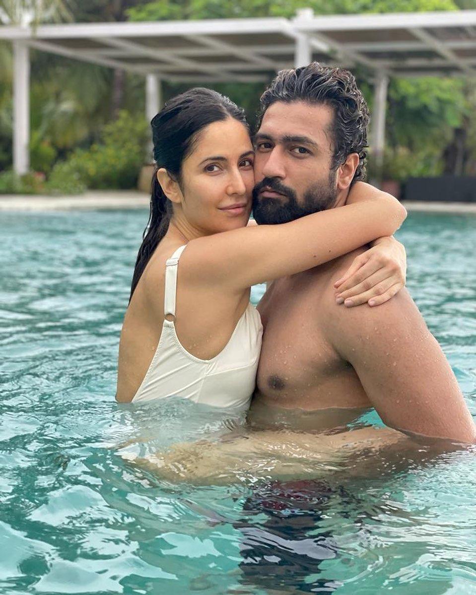 Katrina Kaif Dives Right Into Vicky Kaushal's Arms In A Chic White Swimsuit