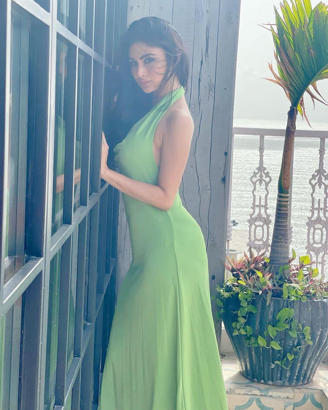 Mouni Roy’s pastel green halter maxi dress spells comfort and style | beautiful and sexy photos