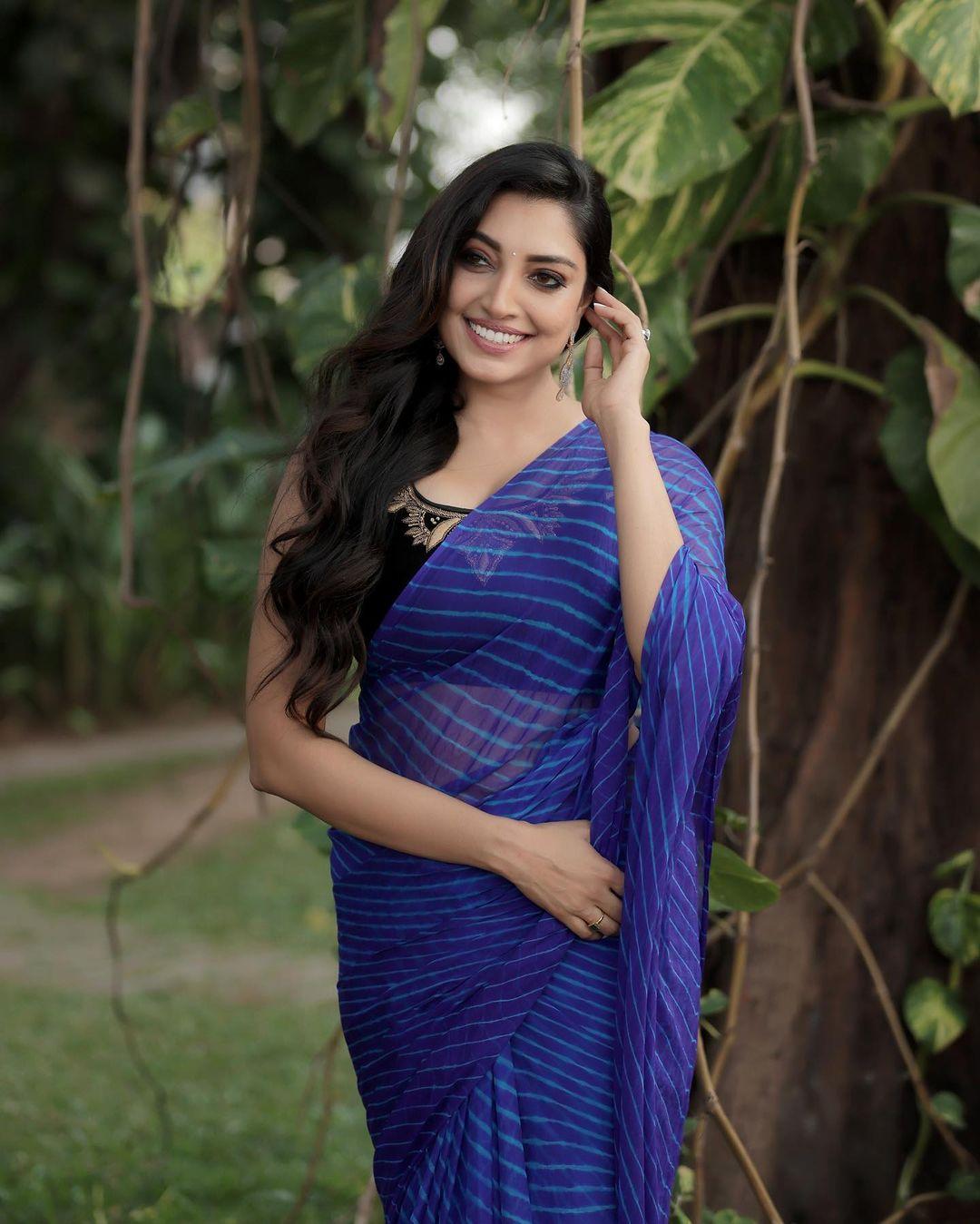 Rithu Manthra in blue transparent saree hot photos |latest hot and sexy photos