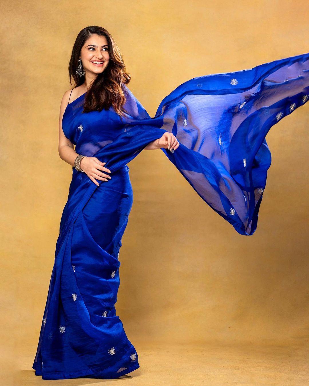 Bollywood actress Shivaleeka Oberoi exposing in transparent blue saree photos | beautiful and sexy photoshoot