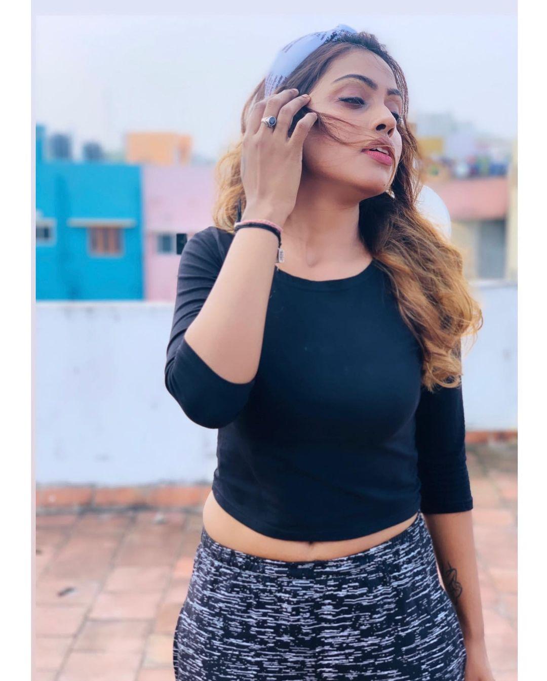 Tamil actress Sri Nikha and n black t shirt exposing hot photos | very beautiful and cute stills