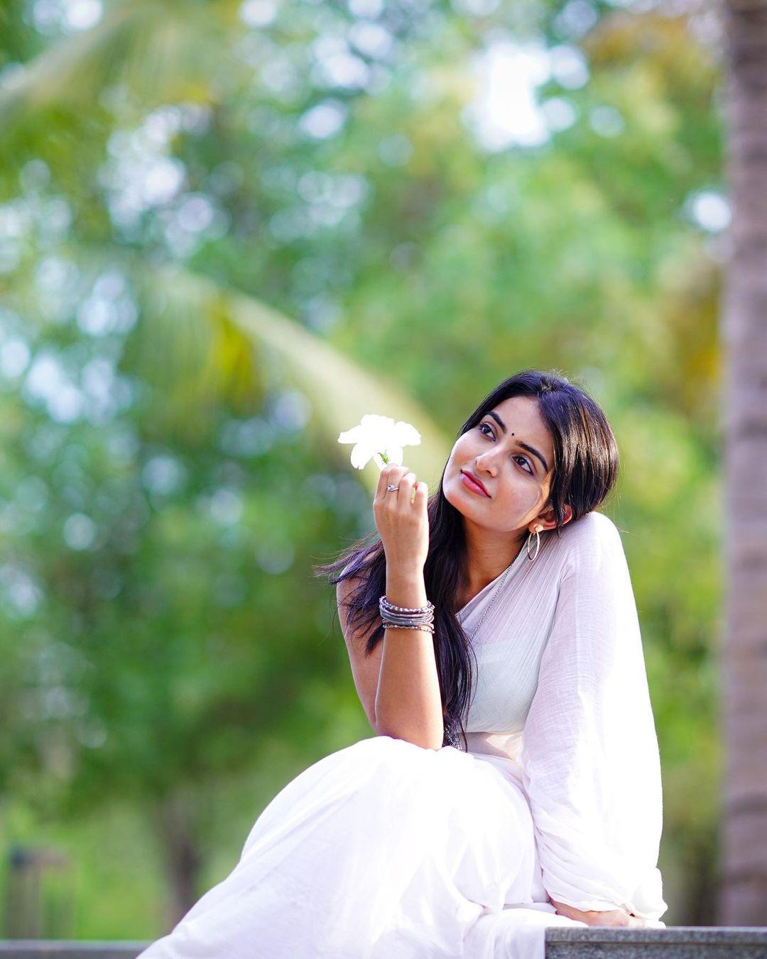 Glamours and cute stills | Ananya Nagalla in white transparent saree hot photos