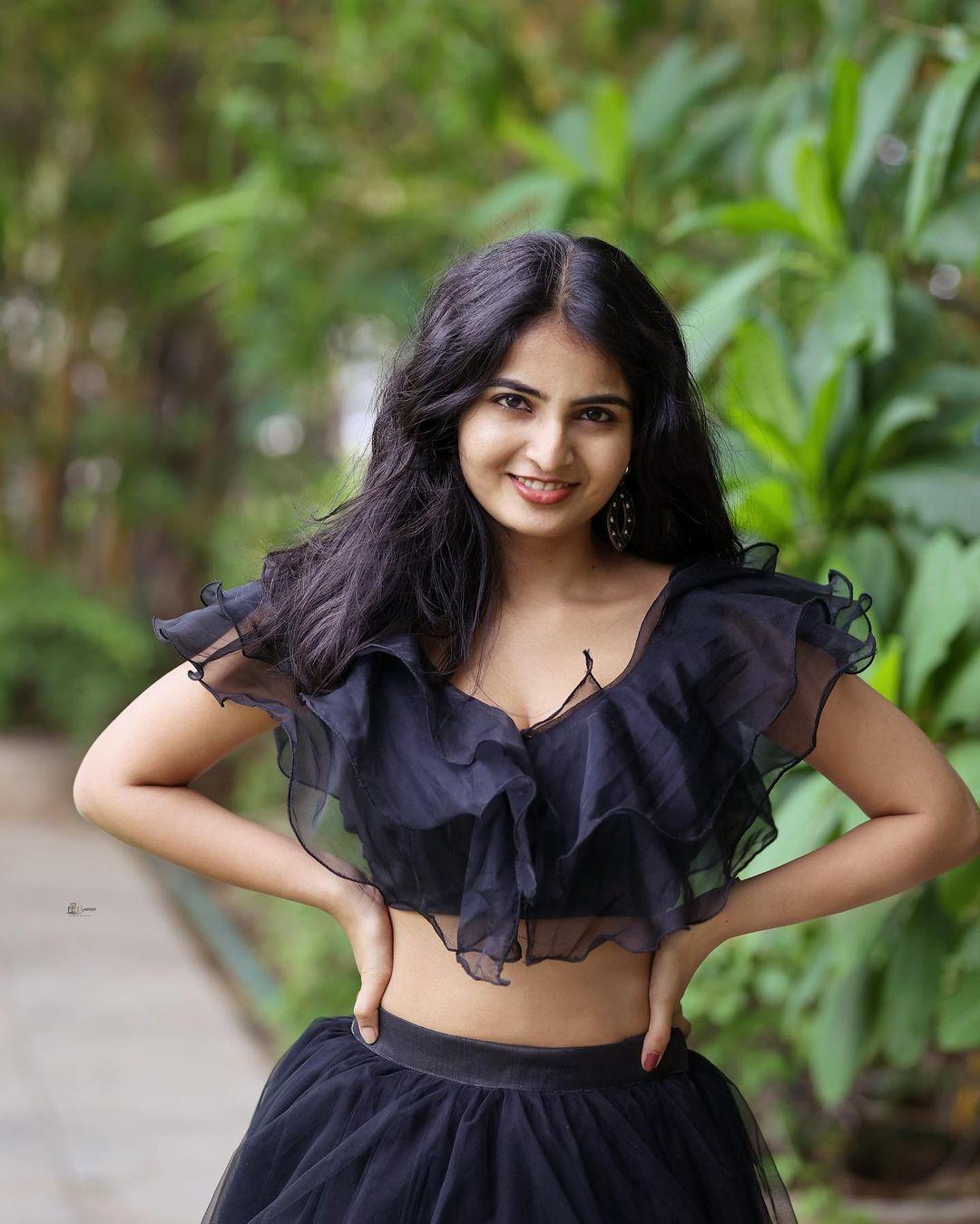 Sexy and cute picture | Ananya Nagalla very stylish and sexy photos in black dress
