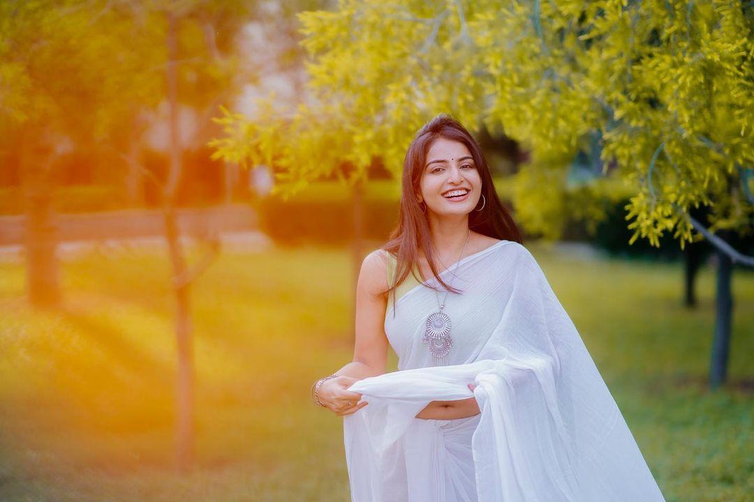 Telugu actress hot photos | Ananya Nagalla in white transparent saree hot photos