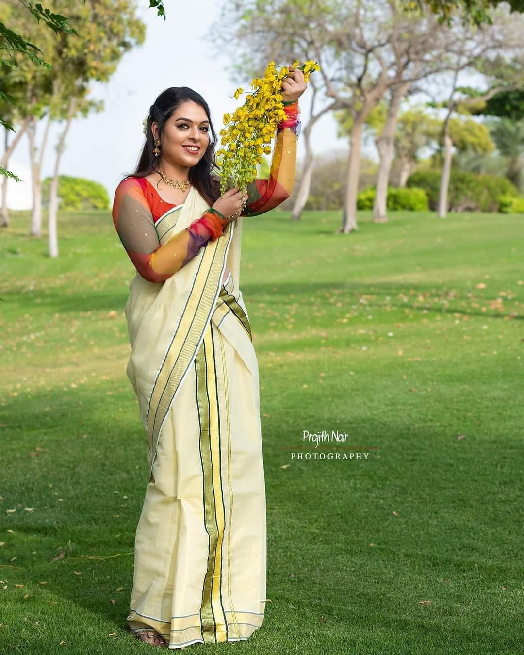 Kerala Kasavu Saree hot photos | Radhika exclusive hot photos gallery