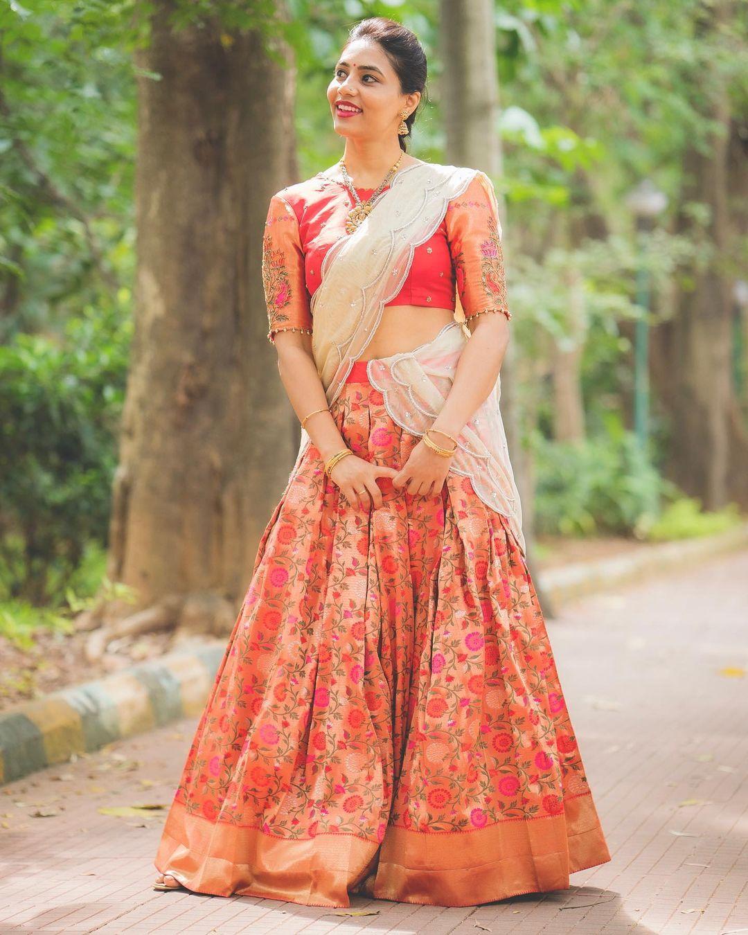 Sandalwood Actress glamours photos | Sapthami Gowda in half Saree hot and sexy photoshoot