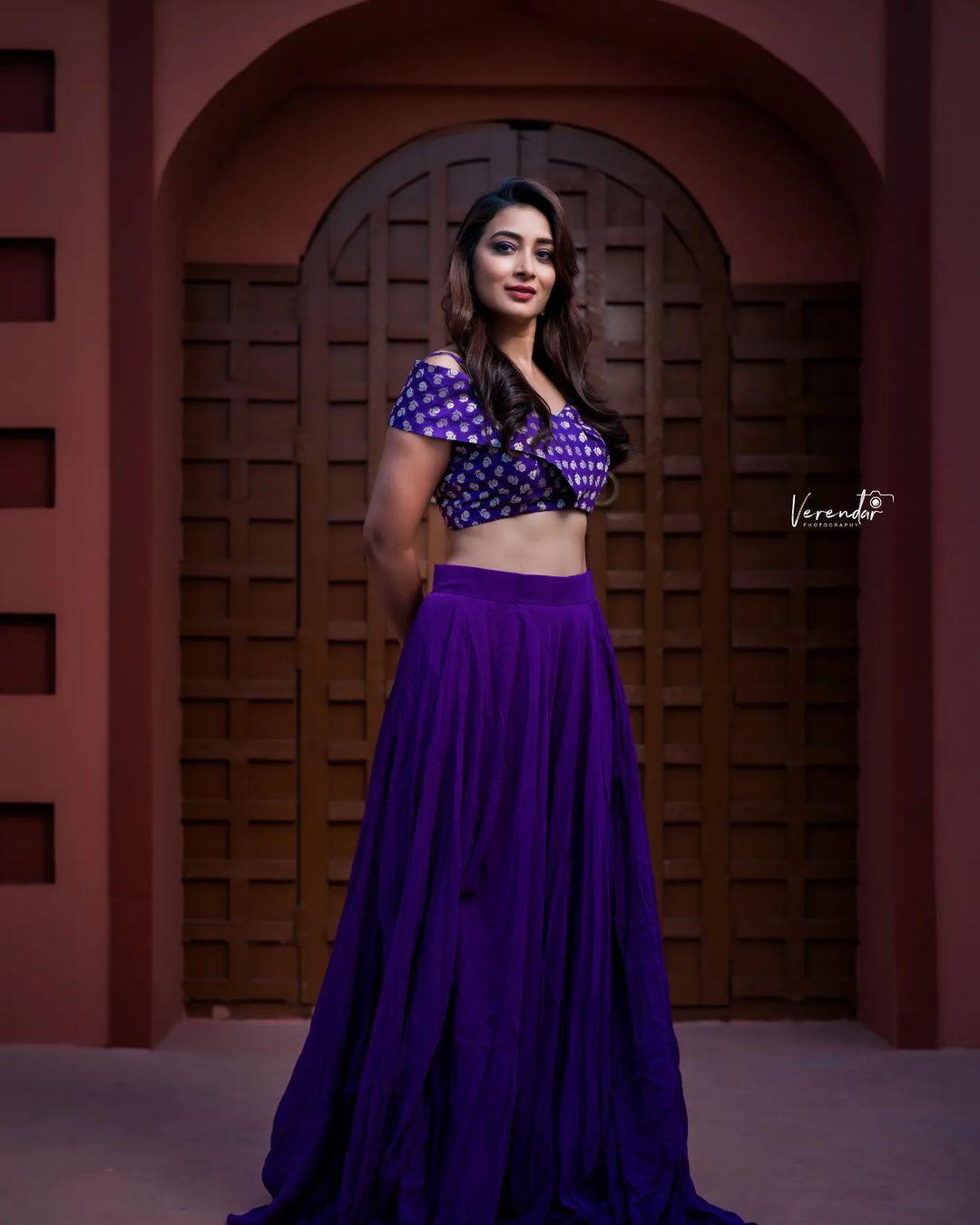 Cute and sexy photoshoot | Bhanu shree and n Violet lehanga hot and sexy photos