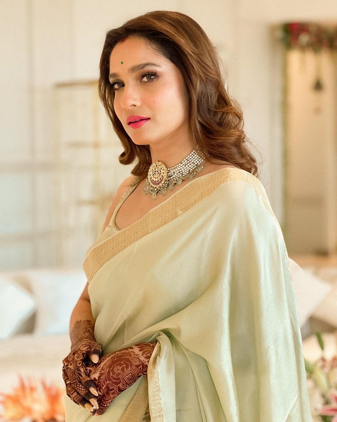 Hot and sexy photoshoot | Ankita Lokhande in transparent saree hot photos