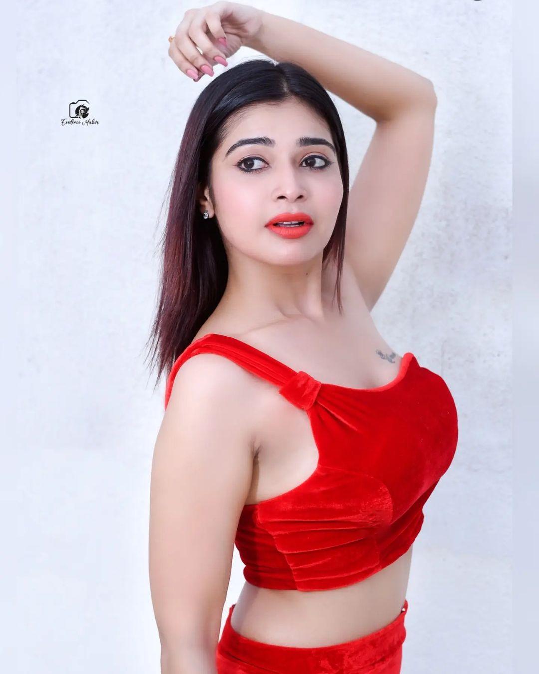 Unseen hot and sexy stills | Dharsha Gupta in red bikini hot photos gallery