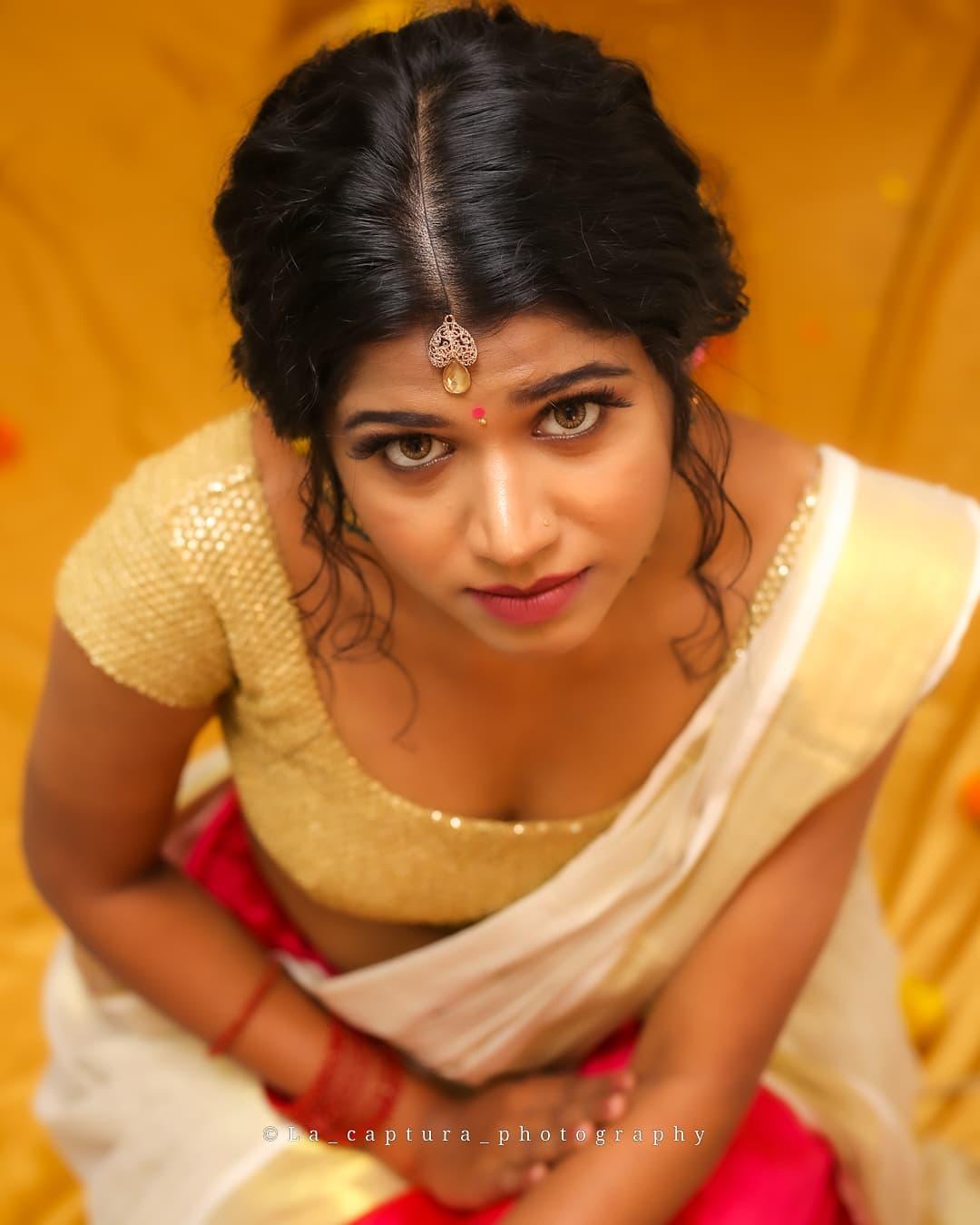 Beautiful and sexy photoshoot | Anju Krishna in half saree hot and sexy photoshoot