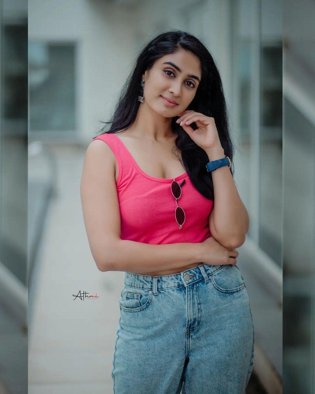 Glamours and cute stills | Deepti Sat in red dress hot and sexy photoshoot