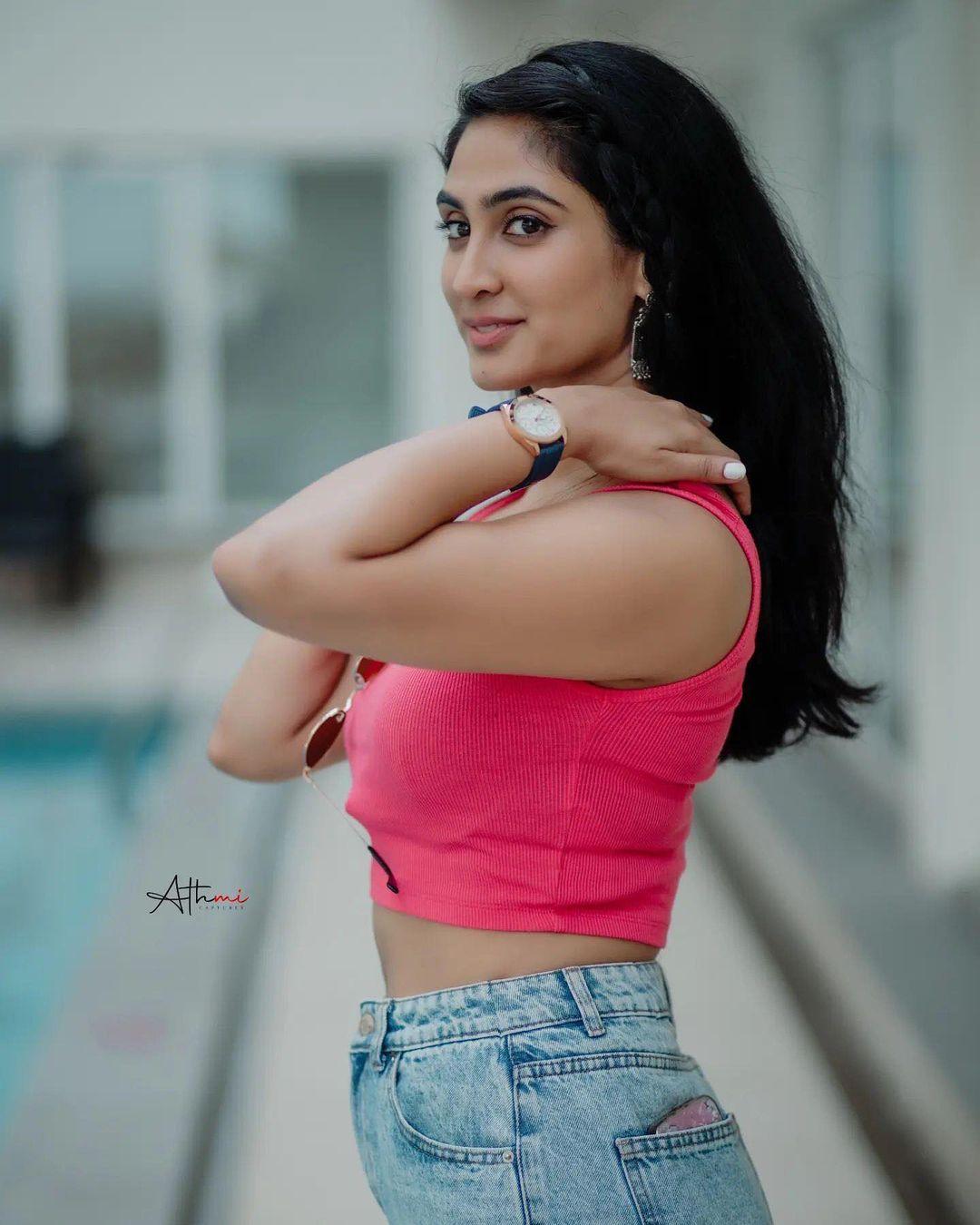 Unseen hot photos gallery | Deepti Sat in red dress hot and sexy photoshoot