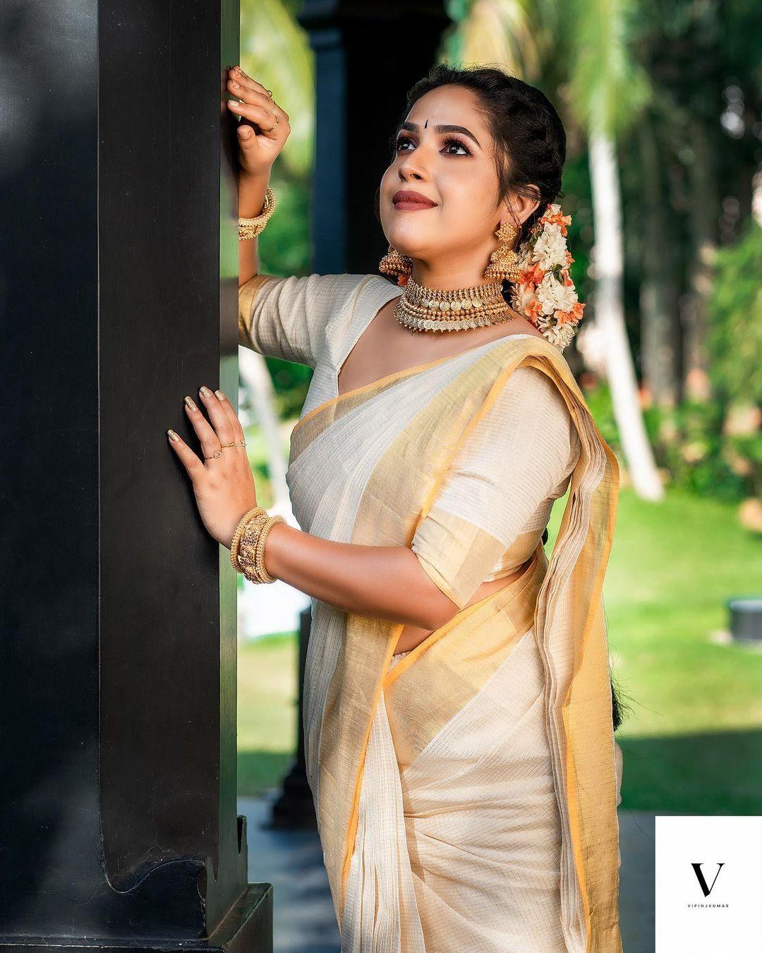 South Indian Actress hot photos | Television actress Amrutha Nair hot and sexy photos in saree