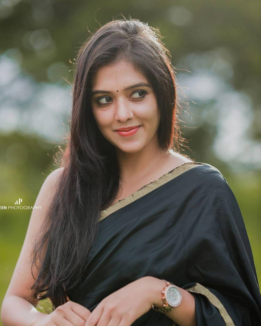 Hot and sexy photoshoot | Aadhya Prasad in black Transparent saree hot and sexy stills