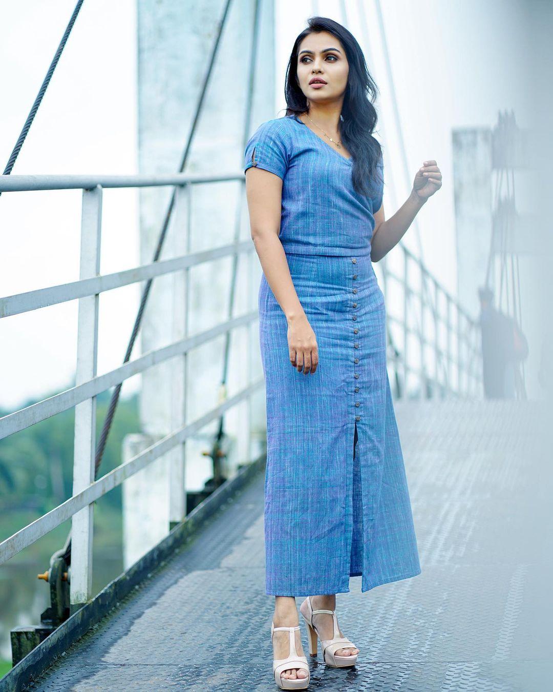 Beautiful and sexy photoshoot | Tanvi Ram in blue dress looking very glamorous photos