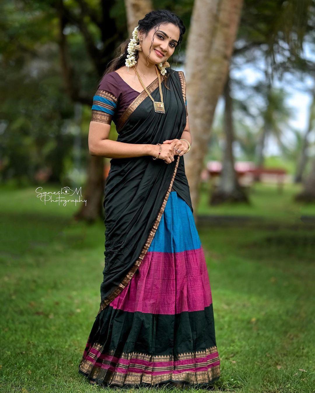 Exclusive very hot stills | Aditi Ravi in black half saree hot and sexy photoshoot