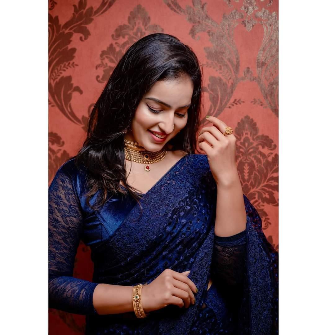 Beautiful and sexy photoshoot | Malavika Menon in royal blue dress looking very hot photos