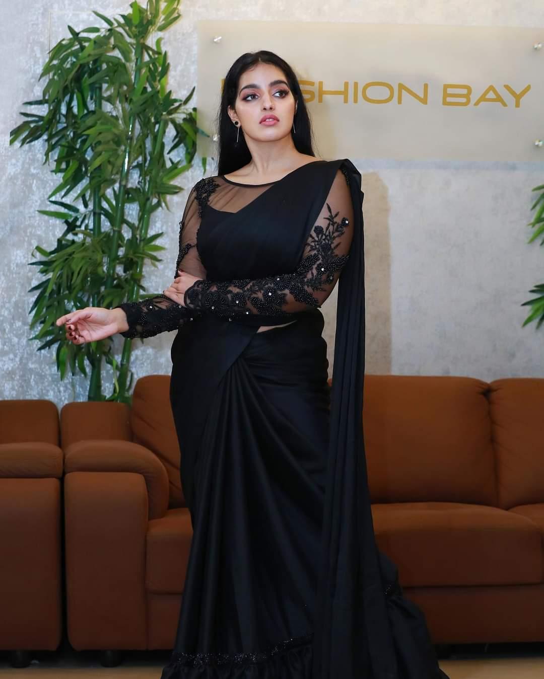 Beautiful and sexy photoshoot | Malavika Menon in transparent black saree hot and sexy photoshoot