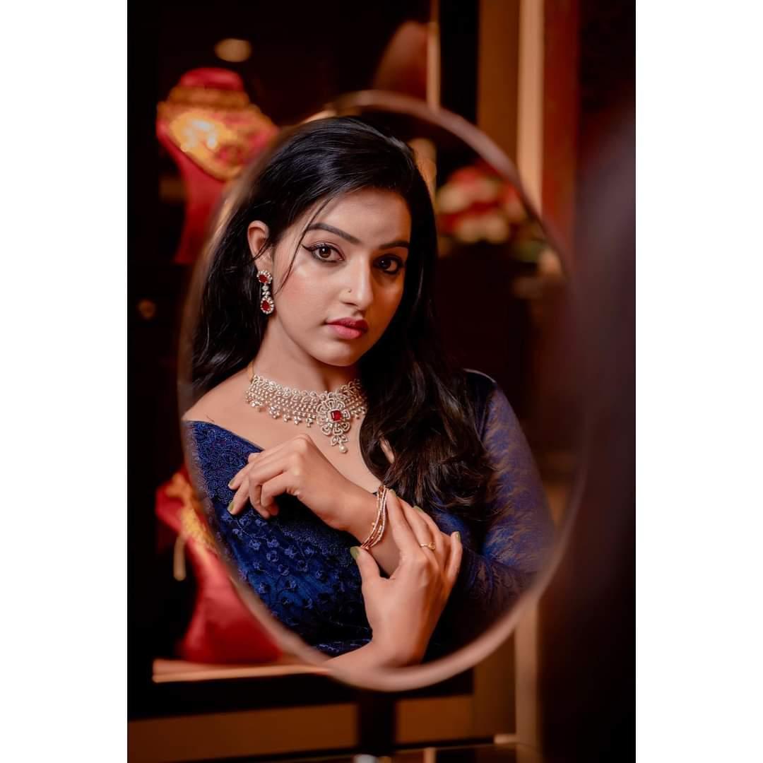 Exclusive very hot photos. | Malavika Menon in royal blue dress looking very hot photos