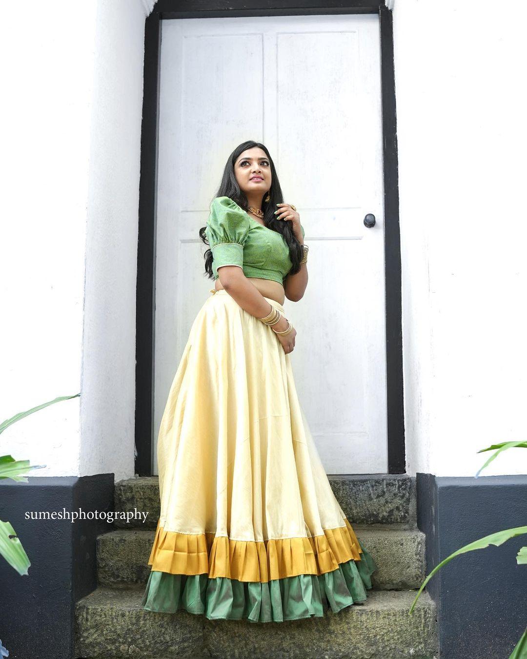 Exclusive very sexy stills | Nayana Prasad in pavada and blouse very cute and sexy stills