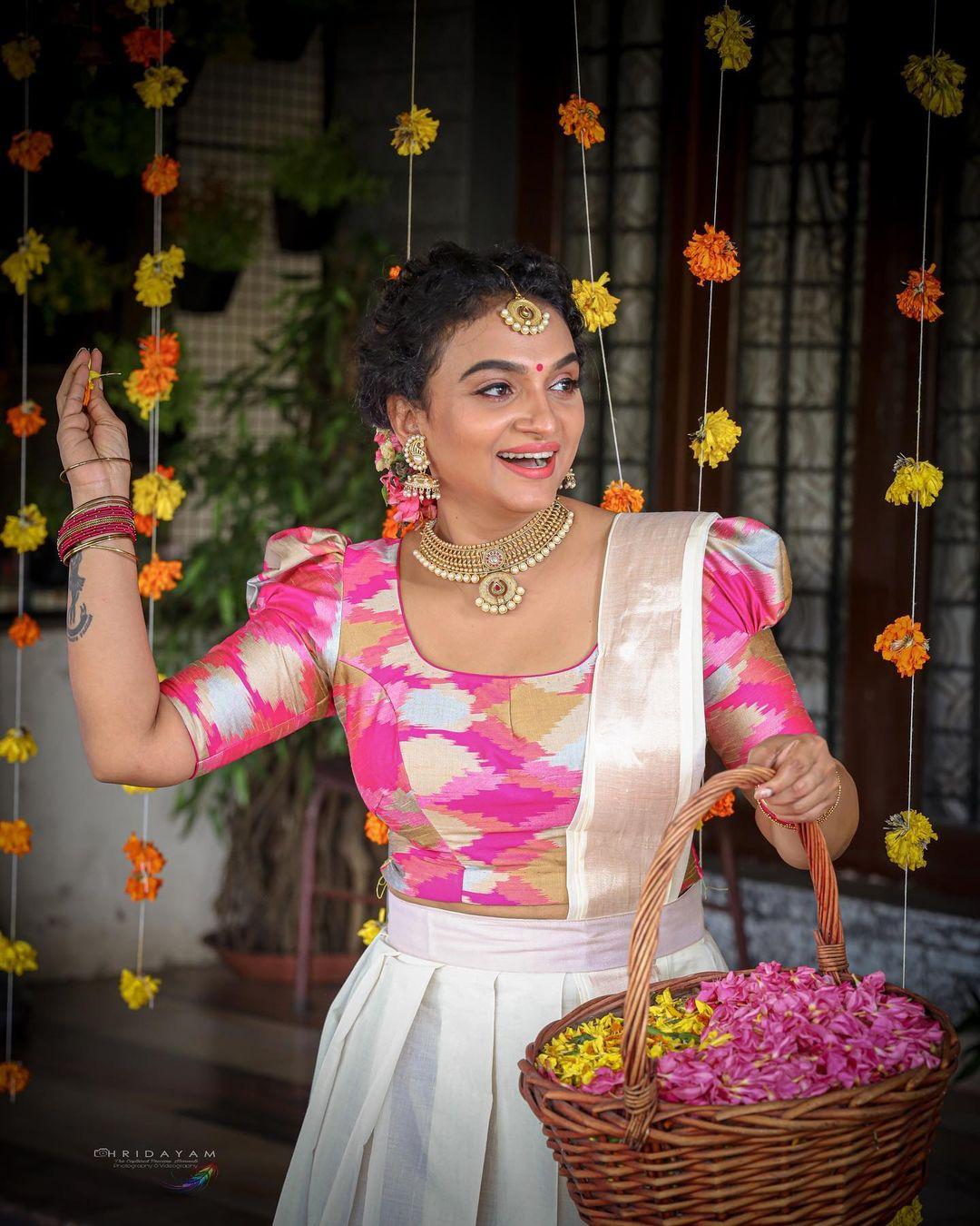 Malayalam Actress hot photos | Krishna Prabha onam special hot and sexy photos in pavada and blouse