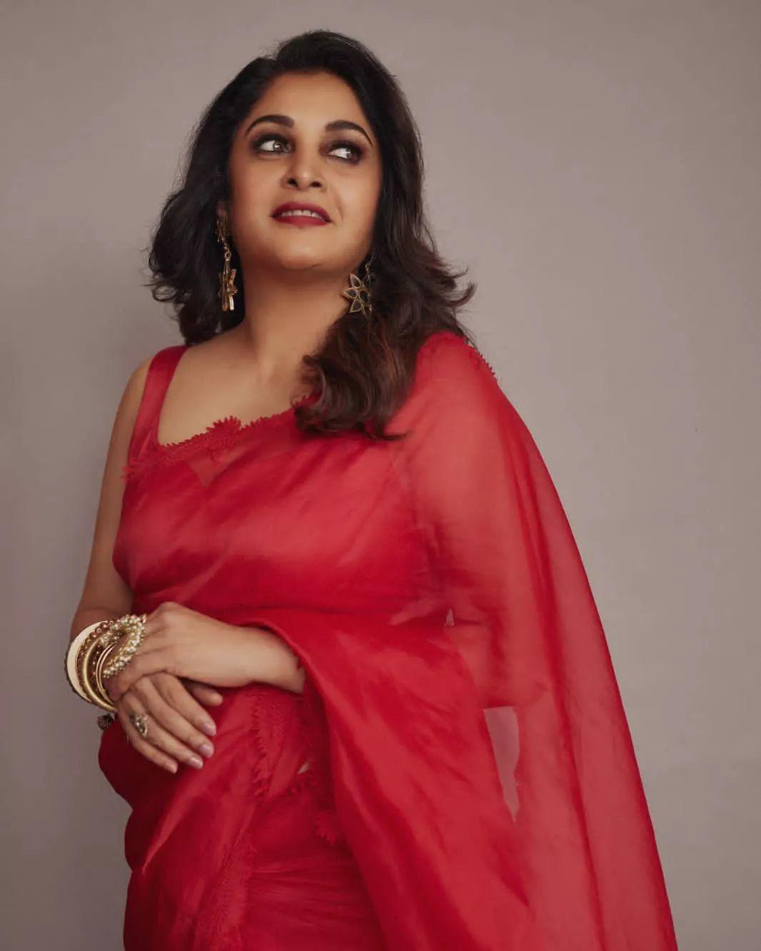 Exclusive very hot photos | Ramya Krishnan in red transparent saree hot photos gallery
