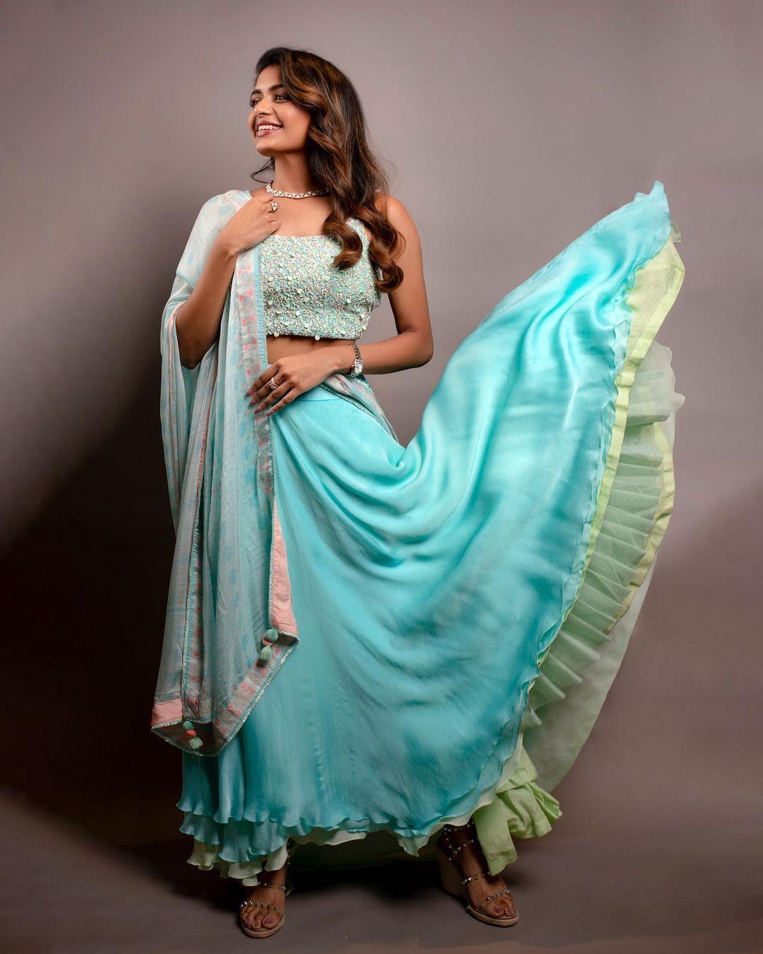Glamorous and cute stills | Aditi Shankar looking very glorious in lehanga hot photos