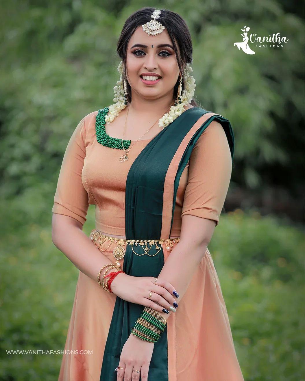 Beautiful and cute stills | Aiswarya Rajeev Onam special hot and sexy photos in Pavada and blouse
