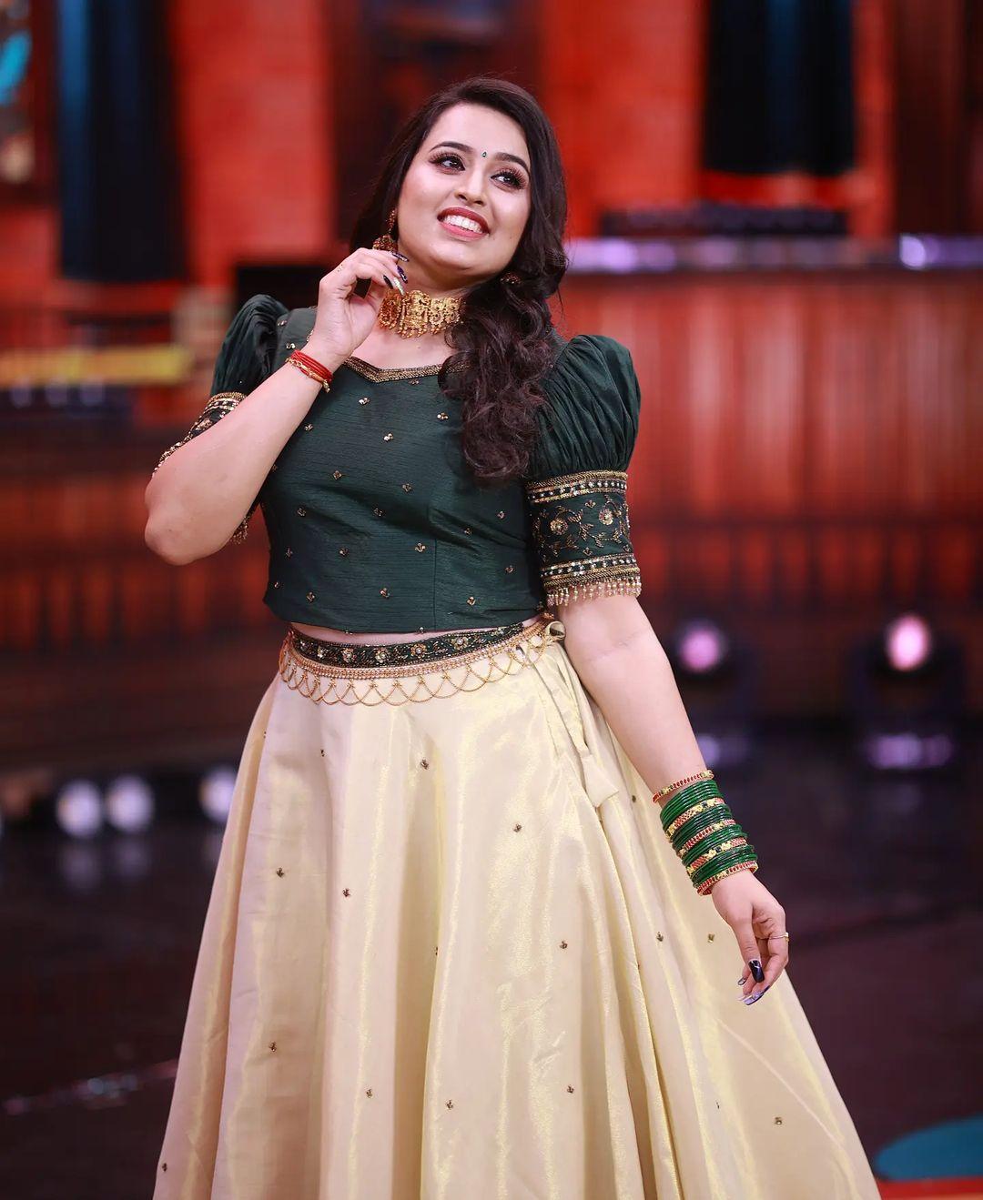 Beautiful and cute stills | Star magic frame Aiswarya Rajeev in pavada and blouse hot photos