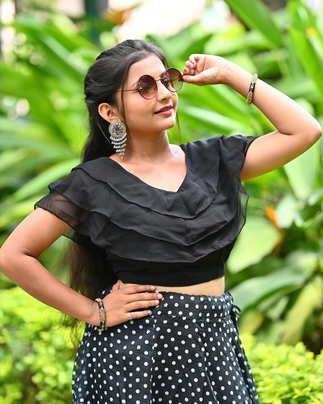 South Indian Actress hot and spicy stills | Prathima in black dress looking very cute stills