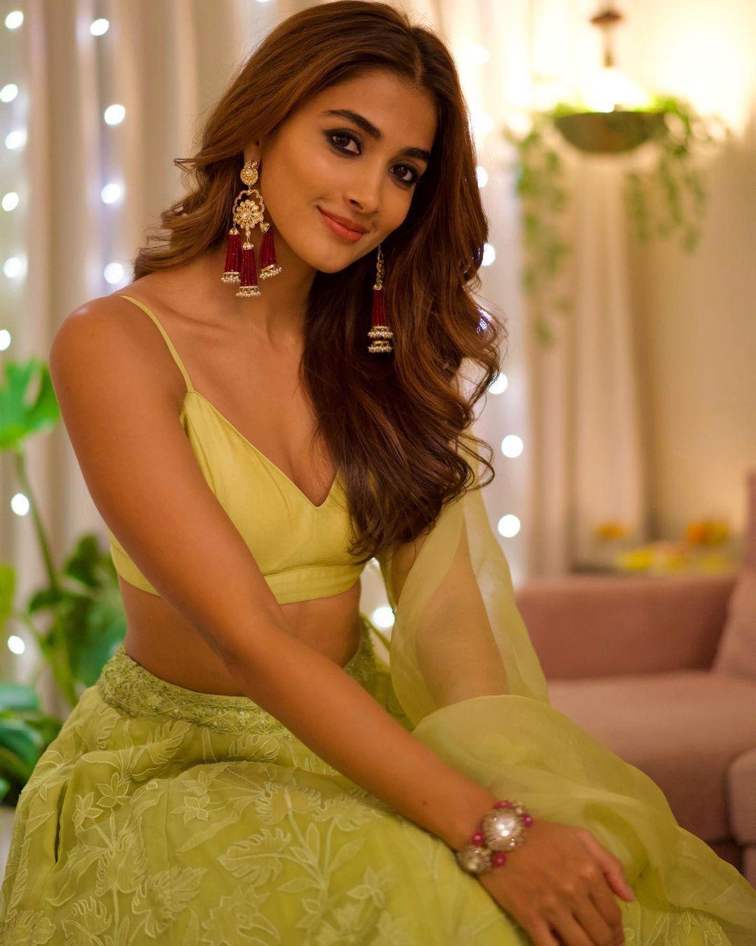 Bollywood actress hot photos gallery | Pooja Hegde in Diwali celebration hot and sexy photoshoot